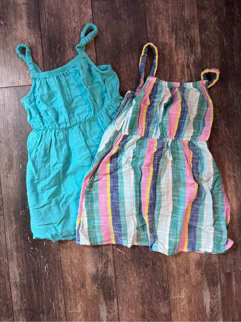 Cat & Jack Turquoise Dress + Multicolor Striped Sundress